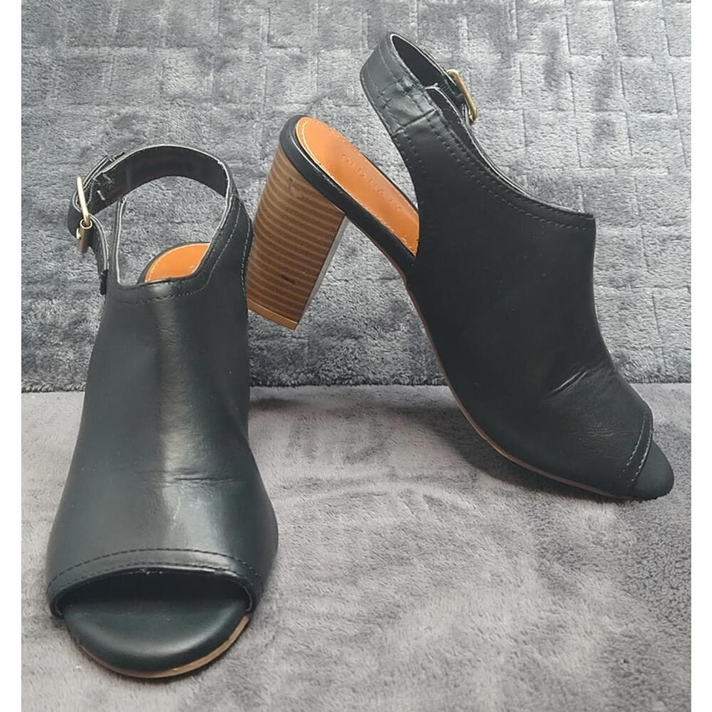 Old Navy Women's 7 Black Peep Toe Open Toe Slingback Sandal Heel Booties